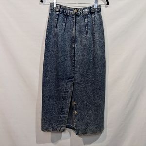 Vintage Prezzia Acid Wash Denim Tailor Fit Pencil Maxi Skirt Size 5
